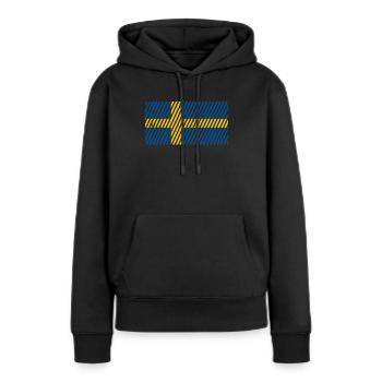 Drapeau suédois - Sweat à capuche Premium bio Femme - noir - Devant - Julia (174cm)