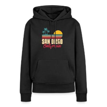 San Diego - Sweat à capuche Premium bio Femme - noir - Devant - Julia (174cm)