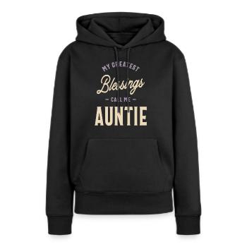 Funny Auntie - Women’s Premium Organic Hoodie - black - Front - Julia (174cm)