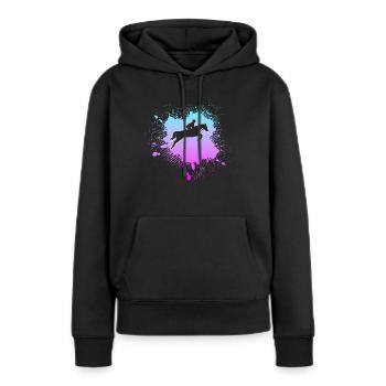 Reitsport - Frauen Premium Bio Hoodie - Schwarz - Vorne - Julia (174cm)