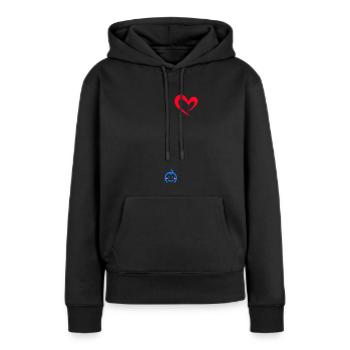 Schwanger Junge - Verbundene Herzen - Babybauch - Frauen Premium Bio Hoodie - Schwarz - Vorne - Julia (174cm)
