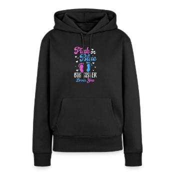 Grande sœur Frère frères et sœurs Cadeau - Sweat à capuche Premium bio Femme - noir - Devant - Julia (174cm)