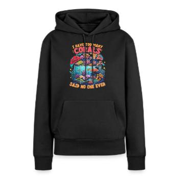 Reproduction de coraux Éleveur de coraux Trop de coraux - Sweat à capuche Premium bio Femme - noir - Devant - Julia (174cm)