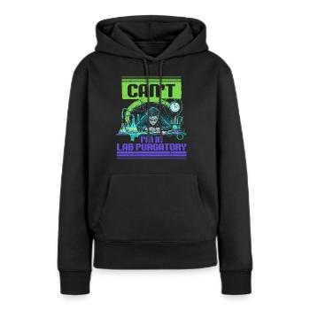 Sciences de la vie Biologie Je suis au purgatoire du laboratoire - Sweat à capuche Premium bio Femme - noir - Devant - Julia (174cm)