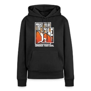 Stabhochsprung Trust your pole conquer your goal - Frauen Premium Bio Hoodie - Schwarz - Vorne - Julia (174cm)
