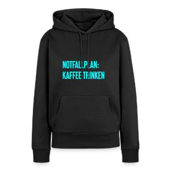 Kaffee-Notfallplan - Frauen Premium Bio Hoodie - Schwarz - Vorne - Julia (174cm)