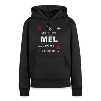 Étiquette d’aéroport de Melbourne - Sweat à capuche Premium bio Femme - noir - Devant - Julia (174cm)
