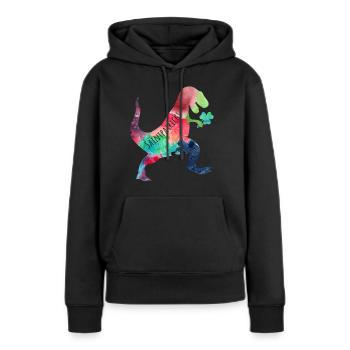 Saint Patrick Trex - Sweat à capuche Premium bio Femme - noir - Devant - Julia (174cm)