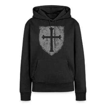Asturien GRAU - Frauen Premium Bio Hoodie - Schwarz - Vorne - Julia (174cm)