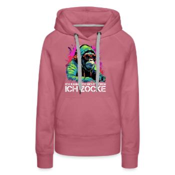 Ich kann dich nicht hören ich zocke Gaming Affe - Frauen Premium Bio Hoodie - Malve - Vorne - Isabella (175cm)