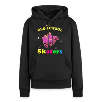 Old School Skater Vintage Retro 70 80 90 - Frauen Premium Bio Hoodie - Schwarz - Vorne - Julia (174cm)