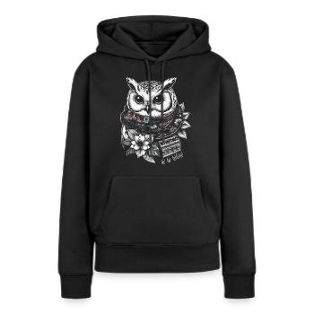 Winter Eule mit Schal - Frauen Premium Bio Hoodie - Schwarz - Vorne - Julia (174cm)