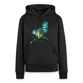 Blaumeise Polygon bunt - Frauen Premium Bio Hoodie - Schwarz - Vorne - Julia (174cm)