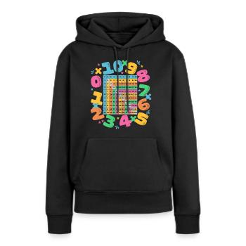 Mathematisches Einmaleins für Kinder - Frauen Premium Bio Hoodie - Schwarz - Vorne - Julia (174cm)