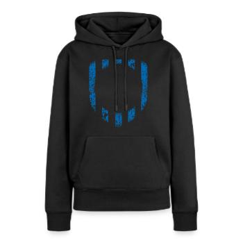 Wappen Hintergrund - Blau mit Loch VINTAGE Rahmen - Frauen Premium Bio Hoodie - Schwarz - Vorne - Julia (174cm)