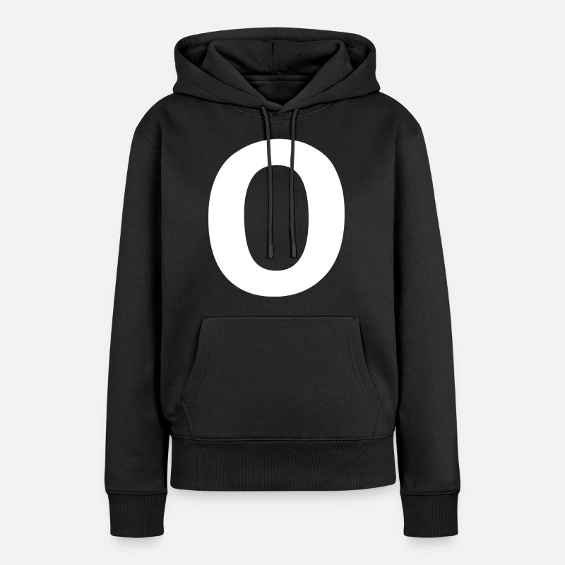 Lettre o « o » blanc - Sweat à capuche Premium bio Femme - noir