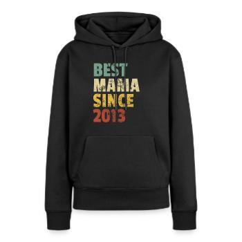 Design rétro cool pour maman de fils ou de fille. - Sweat à capuche Premium bio Femme - noir - Devant - Julia (174cm)