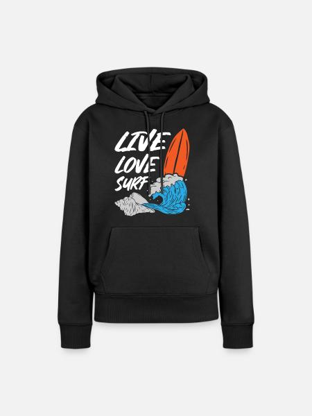 Live Love Surfing - Frauen Premium Bio Hoodie - Schwarz