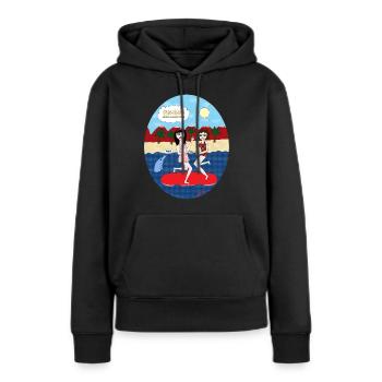 Du soleil au lieu de crier sur - Sweat à capuche Premium bio Femme - noir - Devant - Julia (174cm)