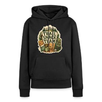 ÉQUIPE DE SNACKS DE RANDONNÉE Snacks - Sweat à capuche Premium bio Femme - noir - Devant - Julia (174cm)