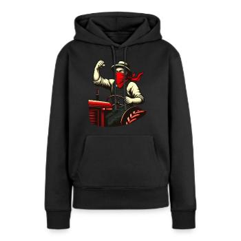 Révolutionnaire Rural - Sweat à capuche Premium bio Femme - noir - Devant - Julia (174cm)