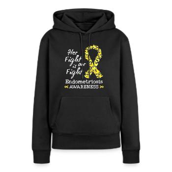 Ihr Kampf ist unser Kampf gegen Endometriose - Frauen Premium Bio Hoodie - Schwarz - Vorne - Julia (174cm)