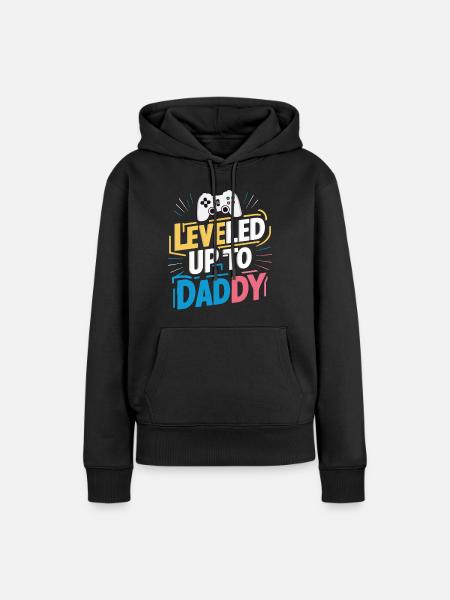Aufgestuft auf Papa - Dame Premium hoodie, økologisk bomuld - sort