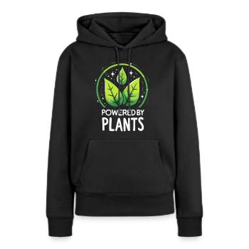 Angetrieben von Pflanzen umweltfreundlich - Frauen Premium Bio Hoodie - Schwarz - Vorne - Julia (174cm)