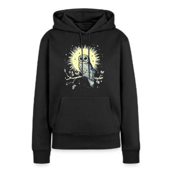 Eule Uhu Vogel Nachtvogel Tier Nacht Mond Natur - Frauen Premium Bio Hoodie - Schwarz - Vorne - Julia (174cm)