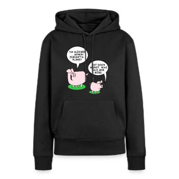 Ist Wurst | Schweine, lustige Sprüche, Fleisch - Frauen Premium Bio Hoodie - Schwarz - Vorne - Julia (174cm)