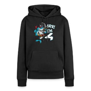 Geburtstag vierjährige Hai Piratenkostüm ARR I'm 4 - Frauen Premium Bio Hoodie - Schwarz - Vorne - Julia (174cm)