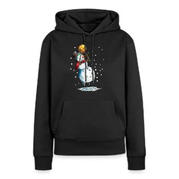Schneemann Basketballsport Basketball im Schnee - Frauen Premium Bio Hoodie - Schwarz - Vorne - Julia (174cm)