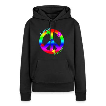 Love&Peace Friedenszeichen - Frauen Premium Bio Hoodie - Schwarz - Vorne - Julia (174cm)