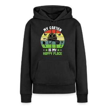 My garden is my happy place - Garten Gartenarbeit - Frauen Premium Bio Hoodie - Schwarz - Vorne - Julia (174cm)