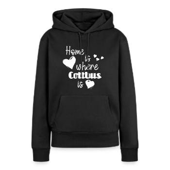 Zuhause in Cottbus - Home is where Cottbus is - Frauen Premium Bio Hoodie - Schwarz - Vorne - Julia (174cm)