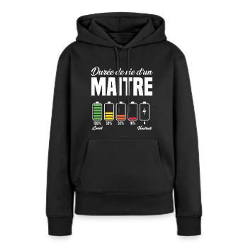 Maitre D'école Pour Fin D'année Scolaire - Sweat à capuche Premium bio Femme - noir - Devant - Julia (174cm)