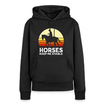 Courses de chevaux - Sweat à capuche Premium bio Femme - noir - Devant - Julia (174cm)