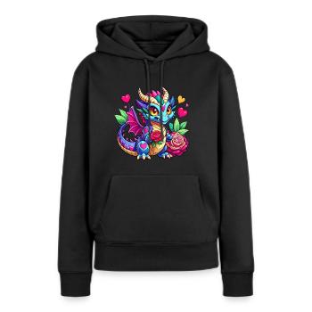 Farbenfroher Drache - Frauen Premium Bio Hoodie - Schwarz - Vorne - Julia (174cm)