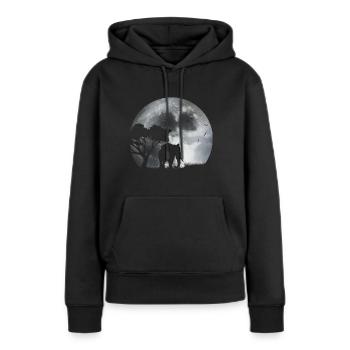 Éléphant au clair de lune - Sweat à capuche Premium bio Femme - noir - Devant - Julia (174cm)