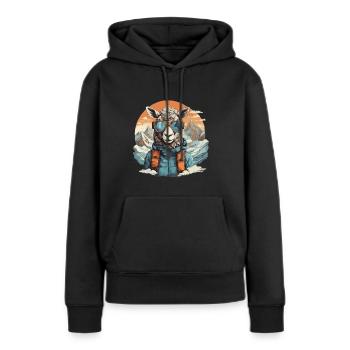 Coolness in den Bergen mit Skibrille - Frauen Premium Bio Hoodie - Schwarz - Vorne - Julia (174cm)