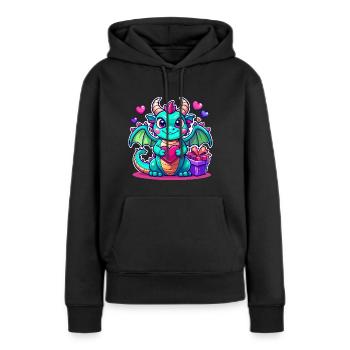 Farbenfroher Drache - Frauen Premium Bio Hoodie - Schwarz - Vorne - Julia (174cm)