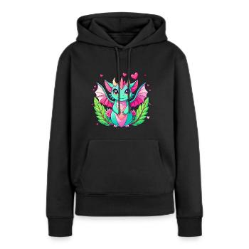 Dragon coloré - Sweat à capuche Premium bio Femme - noir - Devant - Julia (174cm)
