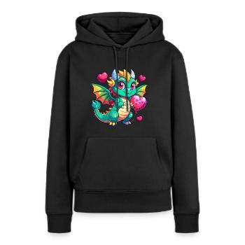 Dragon coloré - Sweat à capuche Premium bio Femme - noir - Devant - Julia (174cm)
