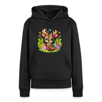 Mignon bébé orignal - Sweat à capuche Premium bio Femme - noir - Devant - Julia (174cm)