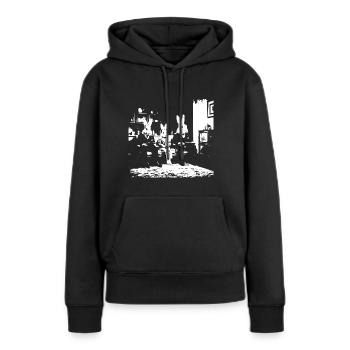 Kaninchen schauen fern im Speisesaal - Frauen Premium Bio Hoodie - Schwarz - Vorne - Julia (174cm)