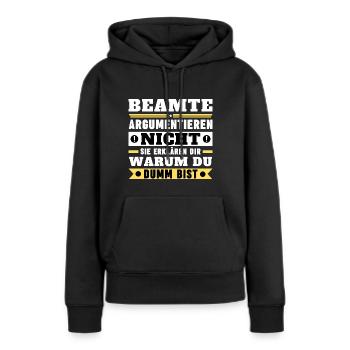 Les responsables ne discutent pas - Sweat à capuche Premium bio Femme - noir - Devant - Julia (174cm)