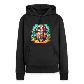 Paresseux mignon des vacances - Sweat à capuche Premium bio Femme - noir - Devant - Julia (174cm)