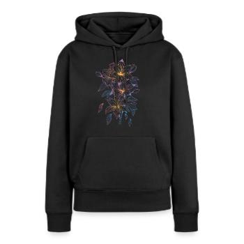 Lilien mit Regenbogenmotiv - Frauen Premium Bio Hoodie - Schwarz - Vorne - Julia (174cm)