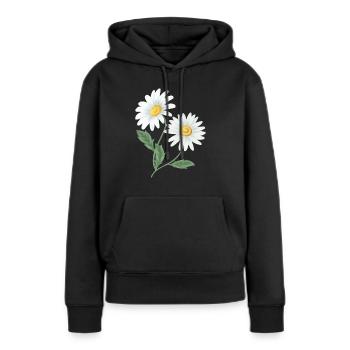 Camomille - Sweat à capuche Premium bio Femme - noir - Devant - Julia (174cm)