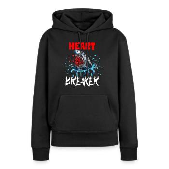 Hai Fisch Valentinstag Herzensbrecher Herz Brecher - Frauen Premium Bio Hoodie - Schwarz - Vorne - Julia (174cm)